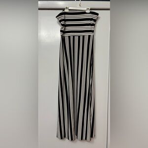 Banana Republic Factory Black and White Striped Maxi Dress